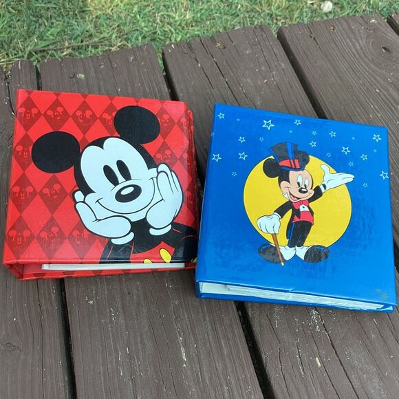 Lot of 2 Disney Mickey Mouse Mini Photo Albums 4x6 Red & Blue Binders - Picture 1 of 7